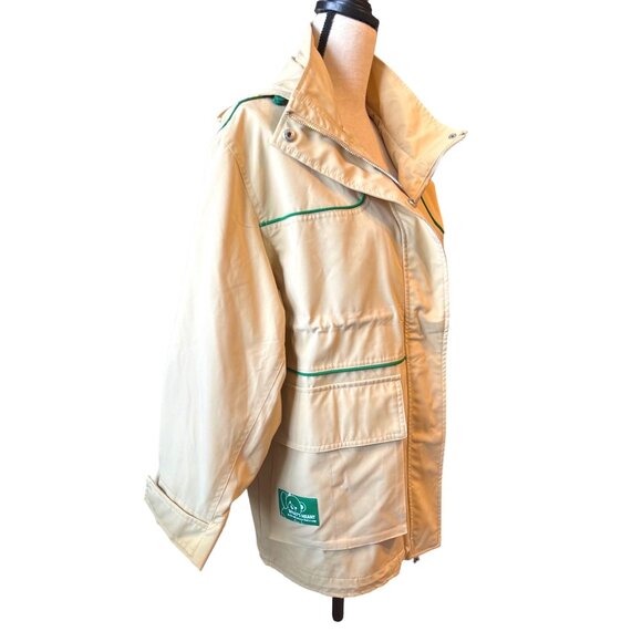 BE YOURSELF CARE BEAR CACHE Cache  Khaki Mid Length Trench Coat Hood Size Medium - Picture 7 of 14